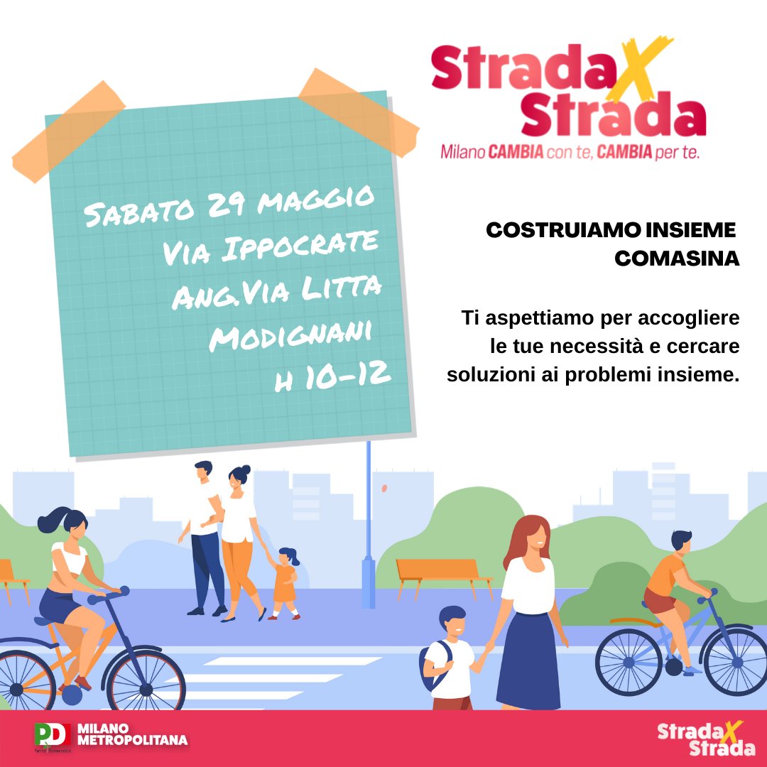 Milano9Pd's tweet photo. Ci vediamo questo weekend #StradaXStrada! Qui trovate l’elenco, la mappa dei banchetti e il racconto di questa iniziativa!
https://t.co/zztukZFond
#PD #Milano https://t.co/yruqqzBJvj