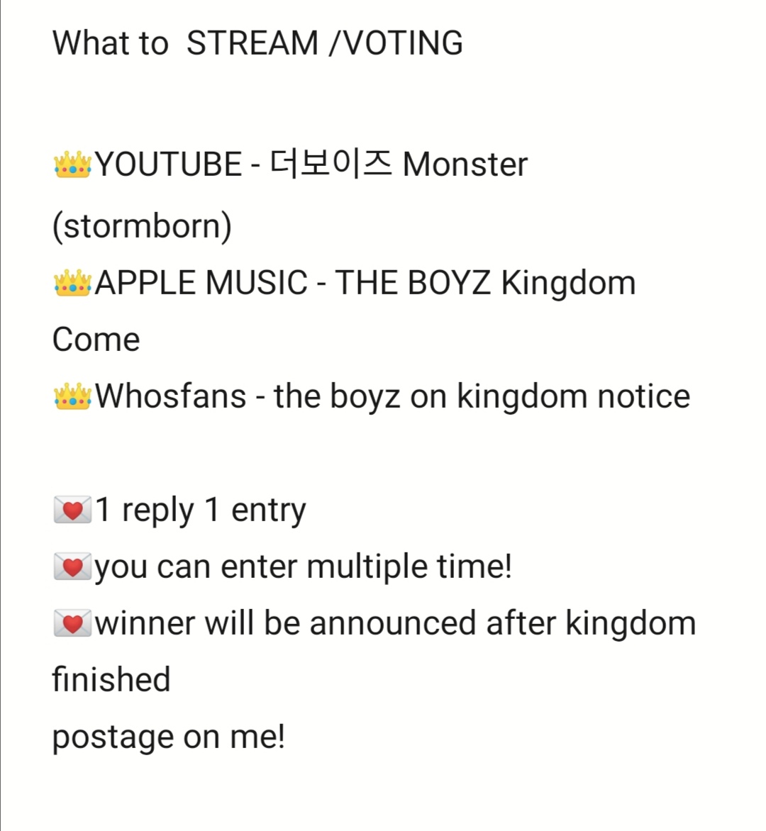 darongkko's tweet photo. [KINGDOM GIVEAWAY%]

#GOLDENCHILD #VERIVERY #CIX
#DRIPPIN #THEBOYZ 

🇲🇾
💌follow (optional) 
💌rt &amp; mention 1 your moots
💌reply streaming / voting proof for the boyz on kingdom (put your watermark)

streaming / voting tutorial in thread

more details of what to stream  on photo https://t.co/eo790apisK