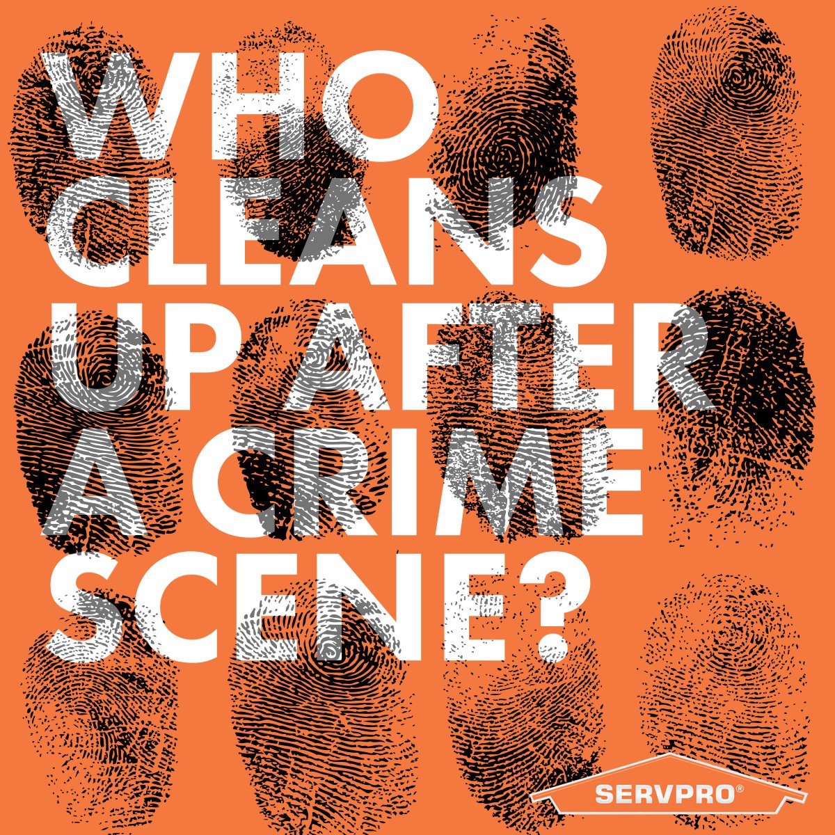 Crime scene cleaning? Yes, that's us too. The fingerprint dust used by law enforcement is messy stuff and can require professional cleaning after a home's been dusted top to bottom.