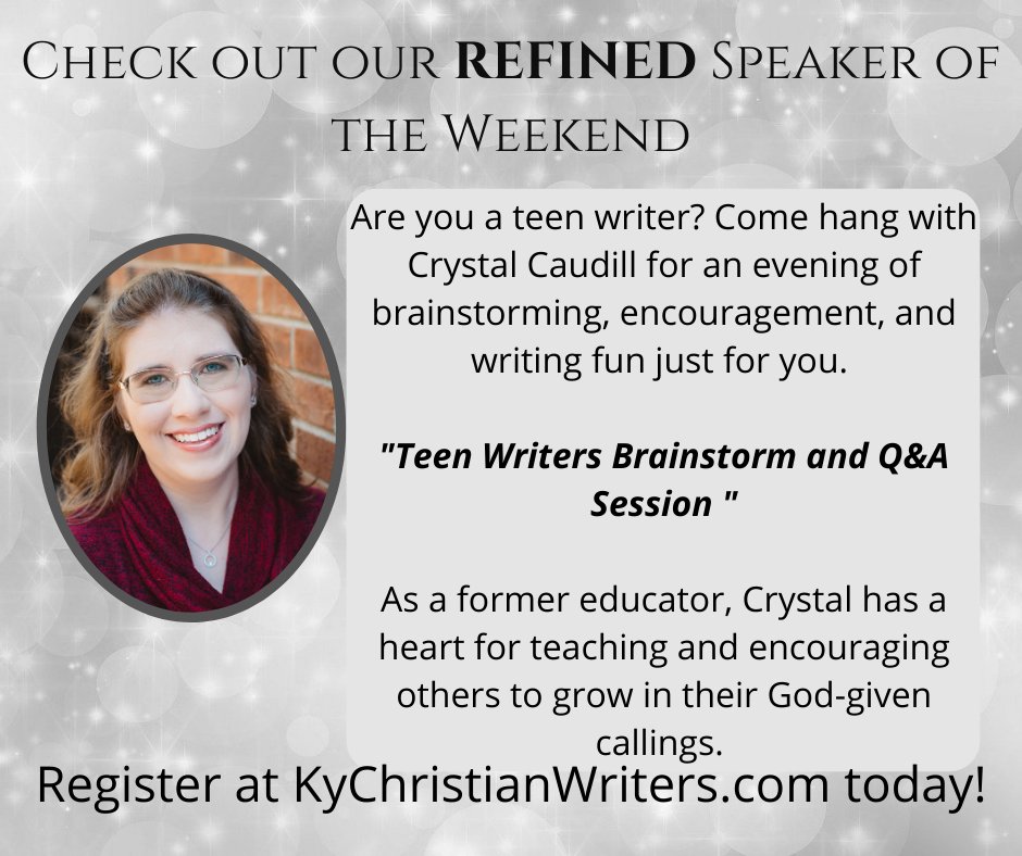 Are you a teen writer? Join this special session for teens only. Get a chance to meet and brainstorm with other teen authors, get your questions answered, and have a little fun along the way.

#KCWC2021 #KentuckyChristianWritersConference #christianwritersconference