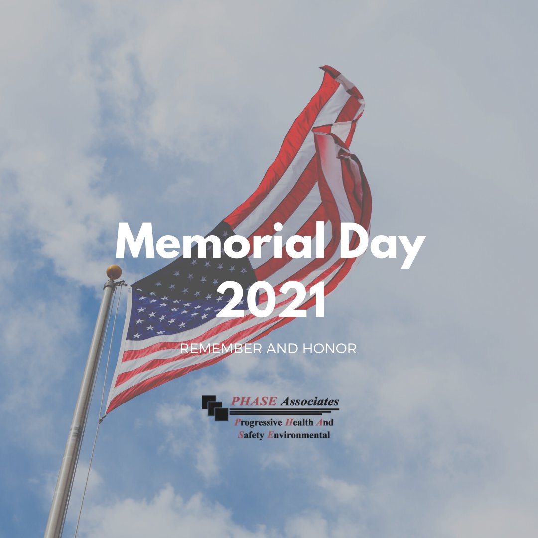 PHASEASSOCIATES's tweet photo. PHASE Associates wishes everyone a happy and safe holiday weekend! Our office will be closed on Monday, May 31. 

#memorialday2021 https://t.co/2M6umjcnC1