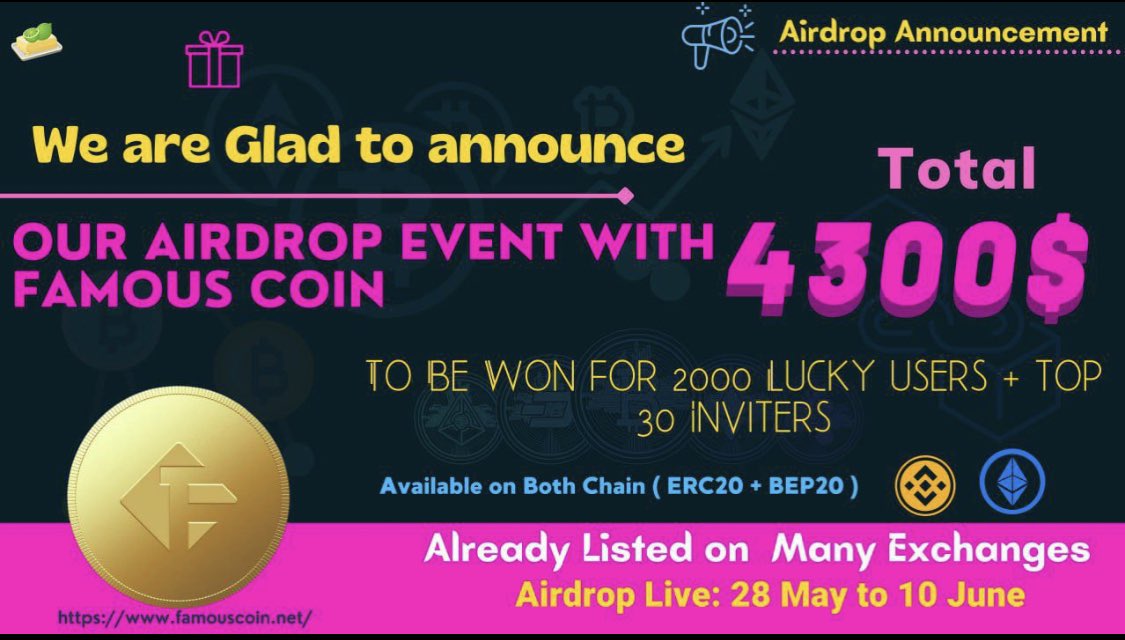 Butter Lemon X Famous Coin  
Airdrop event : total 4300$ to be won 

Airdrop is live here : t.me/butterlemonbot…