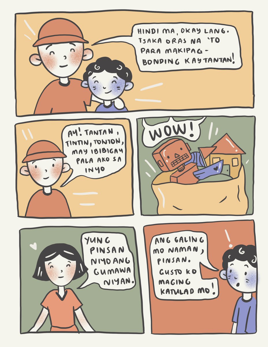 upbroadguild's tweet photo. #AngGustoKoMaging, KABANATA V
Nakilala na natin ang mga magulang, Lolo, at Tita ni Tantan. Sa kabanatang ito, kilalanin naman natin ang Pinsan ni Tantan na isang factory worker. π¨π½βπ
Isinulat nina: G.D at P.D
Iginuhit ni: A.A
(1/3)
#RESONATE22
#BroadGuildWeek2021 https://t.co/o4dz96jMqL
