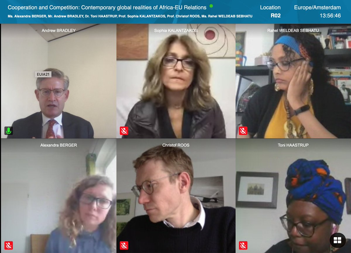 Brussels_School's tweet photo. Join the #EUIA21 panel “Cooperation and Competition: Contemporary global realities of Africa-EU Relations” panel with Alexandra BERGER, Andrew BRADLEY, @skalantzakos, Rahel Weldeab SEBHATU, @ToniHaastrup
and @christofroos. https://t.co/axykn2eWPe