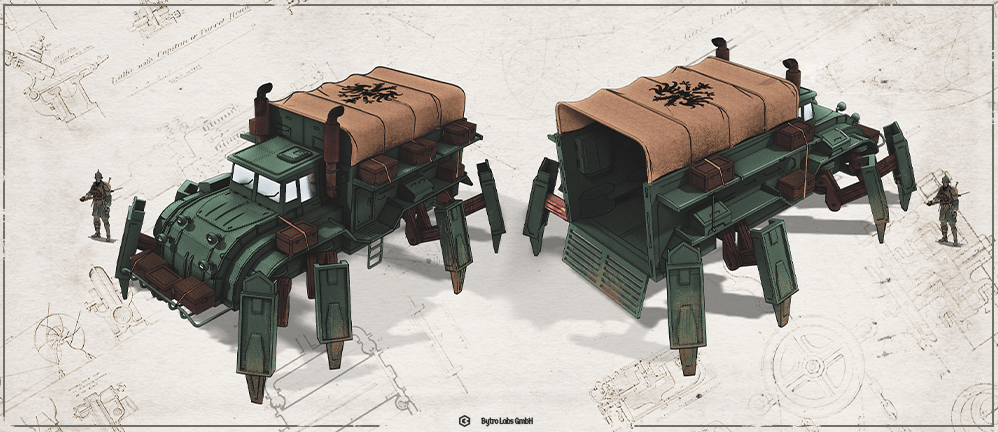 Supremacy1Game's tweet photo. Today’s unit is an unsung hero of war. The heavy transport vehicle will be used by motorized infantry to exploit breakthroughs or to transport men and material to the frontline. It’s propulsion system will be expecially useful in landscapes riddled with craters and obstacles. https://t.co/6C9wsL89QT