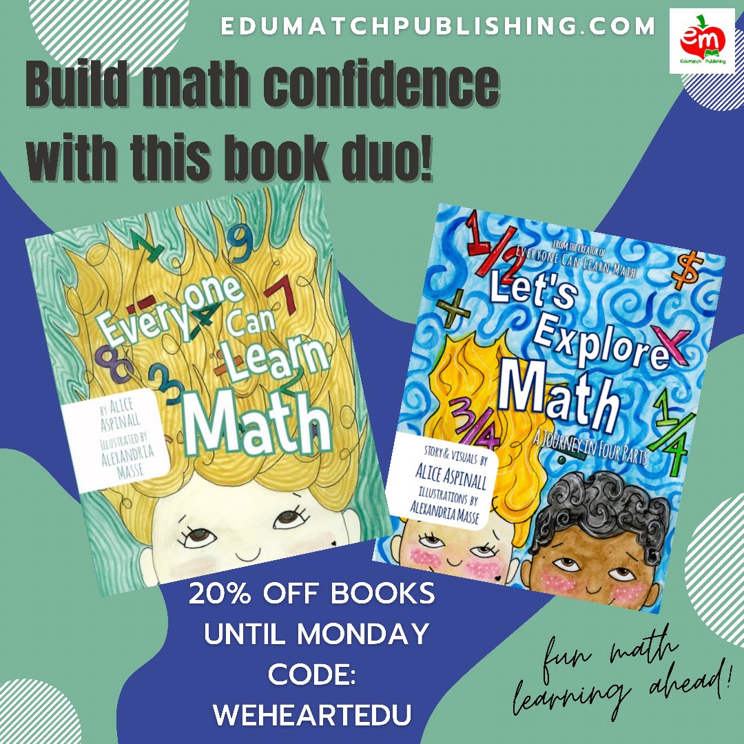 EveryoneCanMath's tweet photo. All books at https://t.co/Vul0hMb8zO are 20% off until Monday!

Build math confidence with this book duo!

Use code WEHEARTEDU at checkout.
#mtbis #iteachmath #kidsbooks https://t.co/ErL7VruNzw