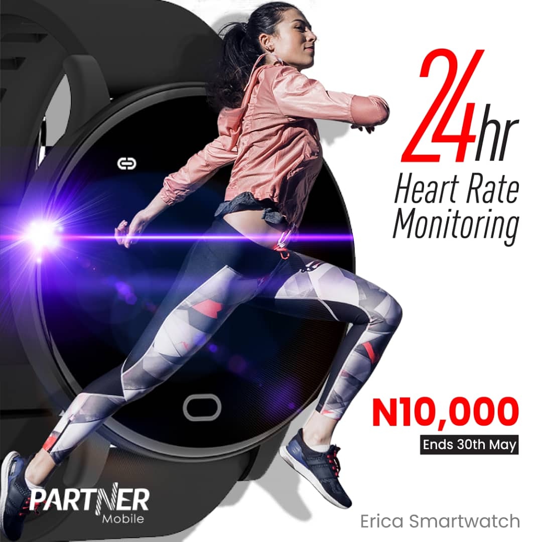 partnermobileng's tweet image. All thanks to the ERICA SMARTWATCH heart rate monitoring technology! 

The smart watch can accurately monitor your heart rate in real-time during the day or when you are sleeping. 

#PartnerMobileAtFive 
#PartnerWithErica
#FlashSales