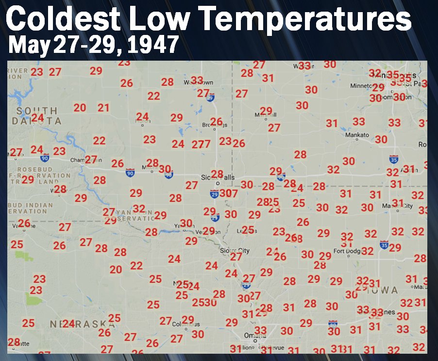 NWSSiouxFalls's tweet photo. From the "it could be worse" files, let's take a look at "The Nearly Forgotten Snow Storm" of May 27-29, 1947. 

This storm brought heavy snow and record cold to the region to end the month of May! https://t.co/6Sv8N3tycc