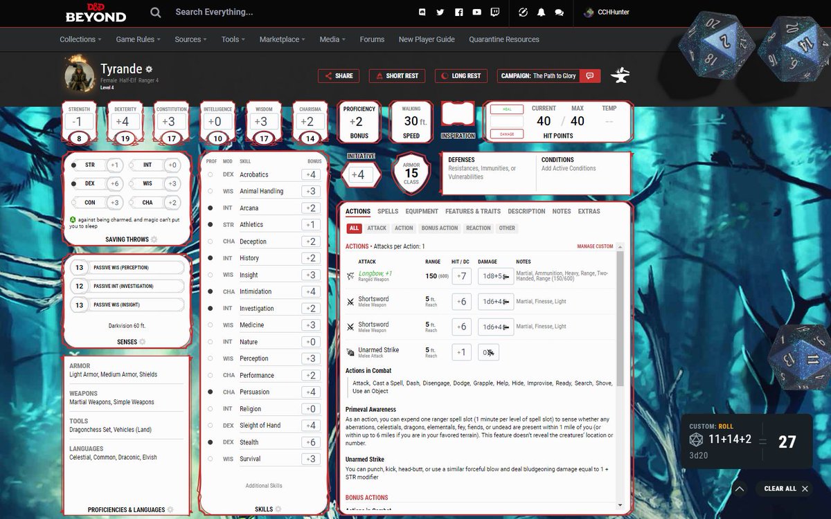 #DDBStyle - Tyrande (Tye) is a dishonarbly charged ranger removed from service after an accident that left several of her fellow soldiers injured and dead.  She now roams taking odd jobs and venturing with an unlikely group of hero's investigating the mysterious disappearance.