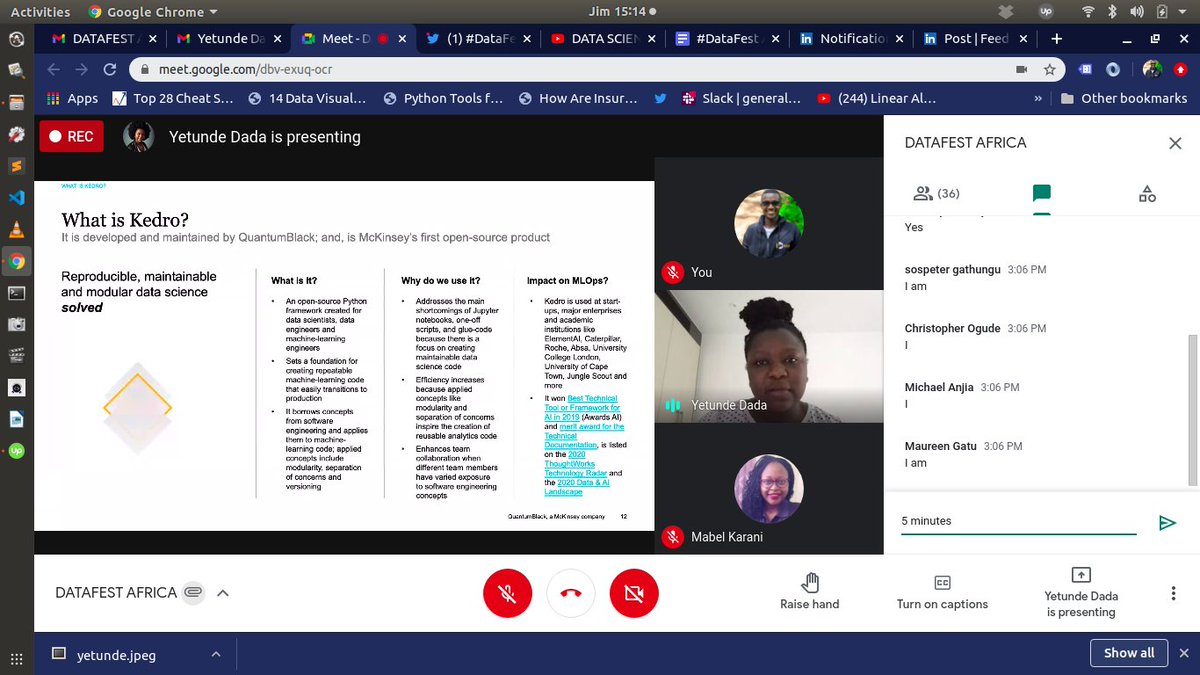 We are live Second Session at #DataFestAfrica use the same link we used earlier.
From Jupiter Notebook to production ready ML and Data Pipelines.
What is #Kedro by @yetudada 
#DataFestAfrica