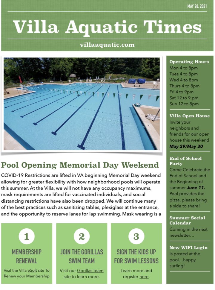 Villa Aquatic Pool on Twitter: "The First Edition of the Villa Times!  https://t.co/9v4ezHV0Im" / Twitter