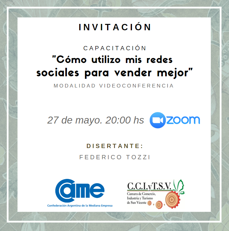CCIyTSV's tweet photo. Ayer, desde nuestra entidad, se dictó el curso virtual "Cómo vender mejor a través de mis redes sociales", con la participación especial del disertante Federico Tozzi.
Agradecemos a @redcame  y a los que estuvieron presentes.
A continuación, compartimos fotos del evento de ayer: https://t.co/4h2NhnwPEC