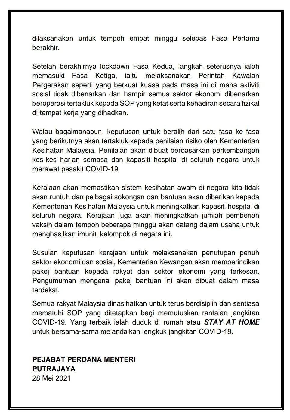 Norman Goh On Twitter Just In Prime Minister Muhyiddin Yassin Announces Total Lockdown From June 1 To June 14 Https T Co Dbqtsh4am0 Twitter