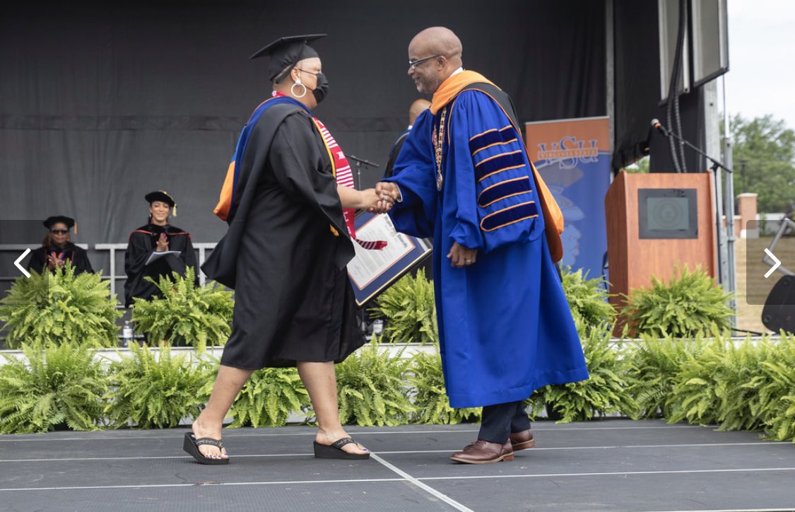 CCVSUAA's tweet photo. We had a few familiar #CCVSUAA faces on the stage at the 2021 #VSU commencement ♥️🧡💙 https://t.co/ioYn7T8ol7
