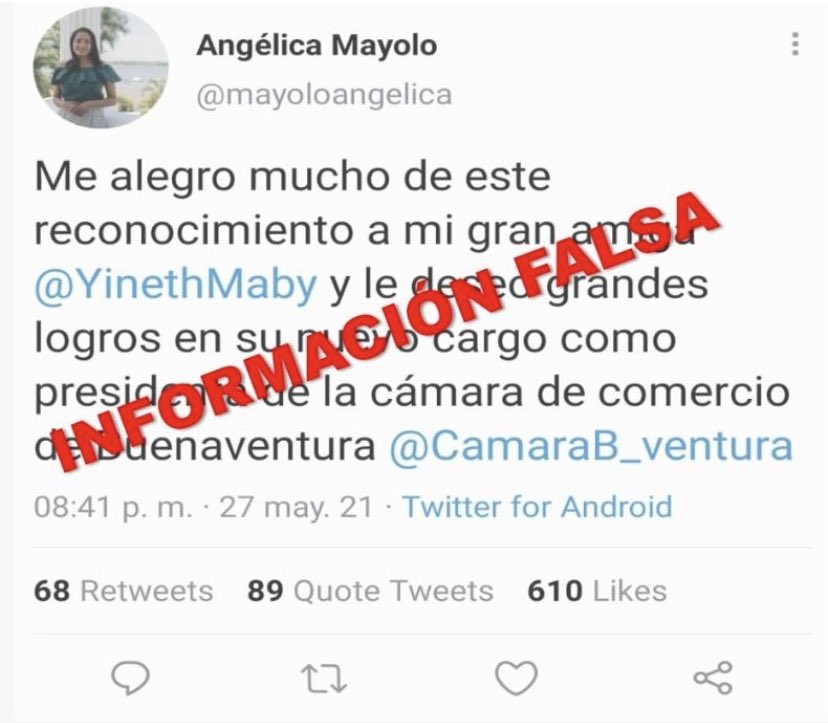 mayoloangelica's tweet photo. Está circulando en redes una imagen falsa que es un montaje de un Tweet que nunca he hecho. https://t.co/AR7JX1Qlon