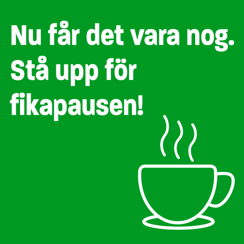 Unionen's tweet photo. Jobbstressen tar över hela livet och arbetsplatsen har ställts på ända. Då är fikapausen plötsligt under attack och får stå som kännetecken för något som är till för omotiverade och trötta medarbetare. För Unionen är fikapausen viktig.