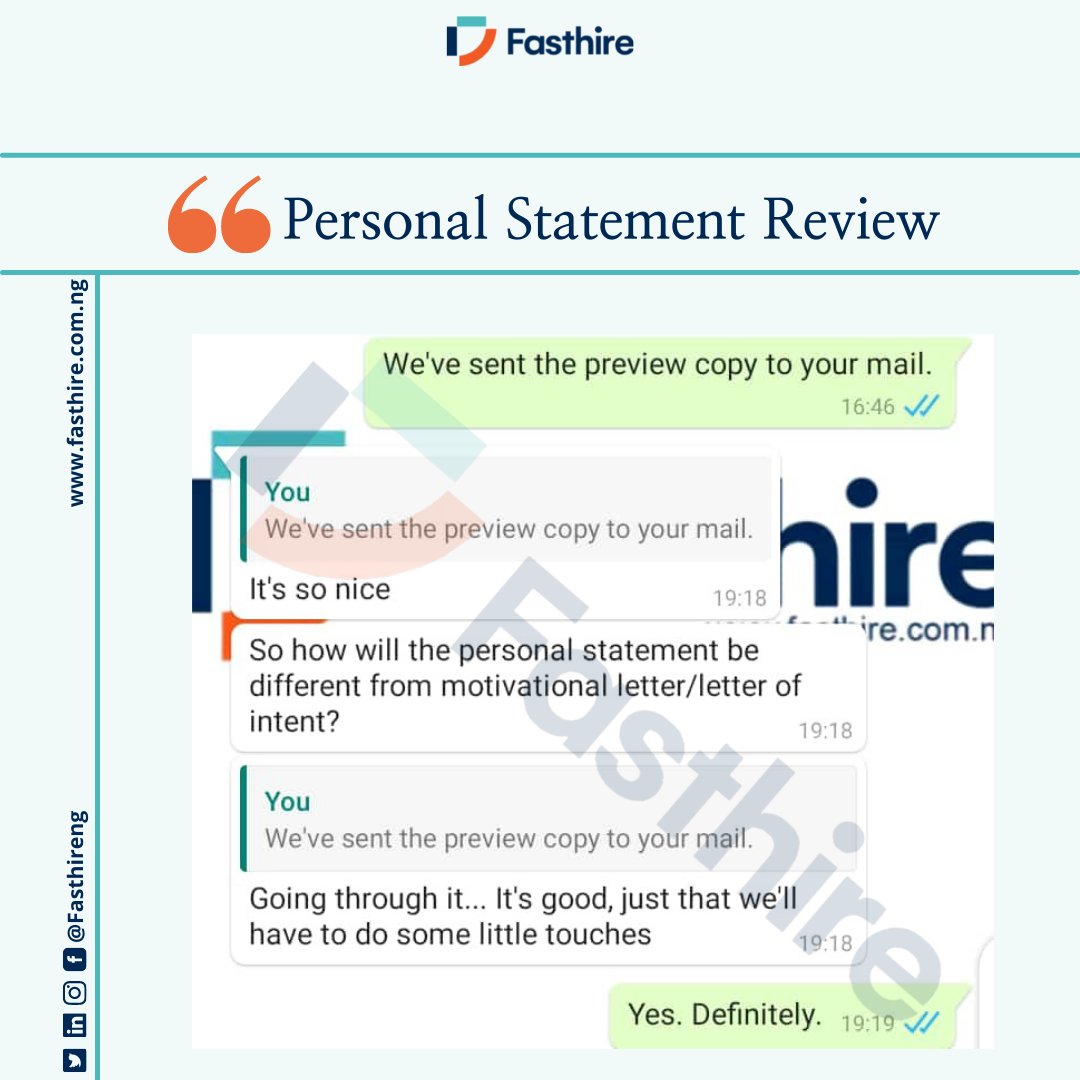 fasthireng's tweet photo. Use your Personal Statement to show why you're qualified for an academic program.
Let #fasthire take you a step further in your admission with a suitable #personalstatement
Send us a DM Today!
#personalstatementwriting #motivationletter #study #career #hr #school #education https://t.co/XfQhDMPewh