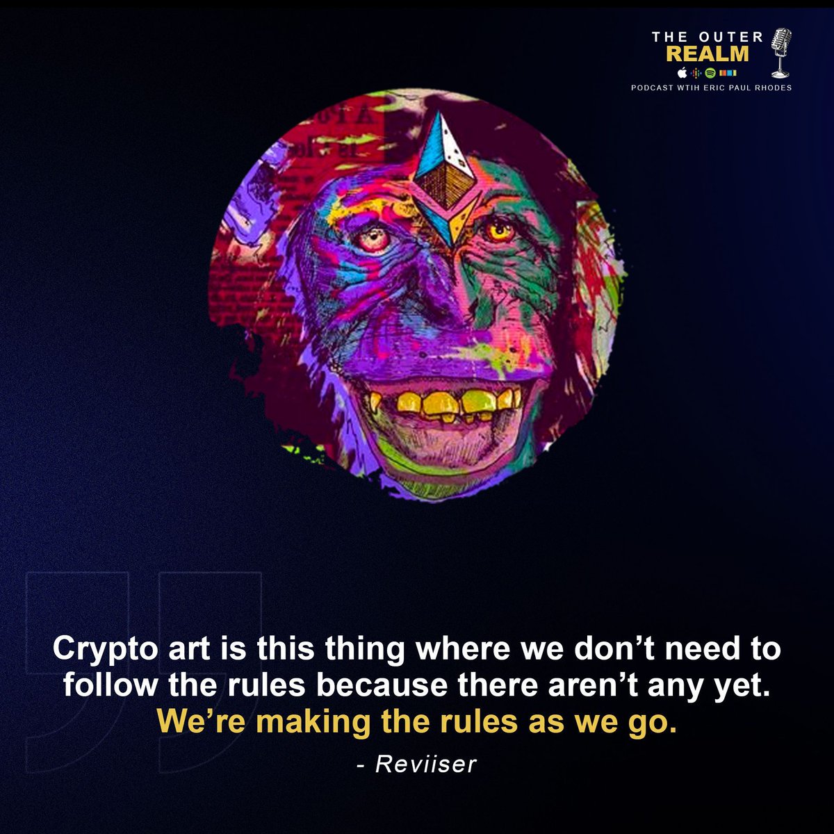 secondrealm's tweet photo. .@Reviiser like any other artist doesn’t like following rules.

Luckily, crypto art doesn’t have any.

We’re making the rules up as we go. 

Tune in now 👉 https://t.co/rxAwrXItBK
#NFT #NFTArt #NFTpodcast https://t.co/Myvgs0dl6H