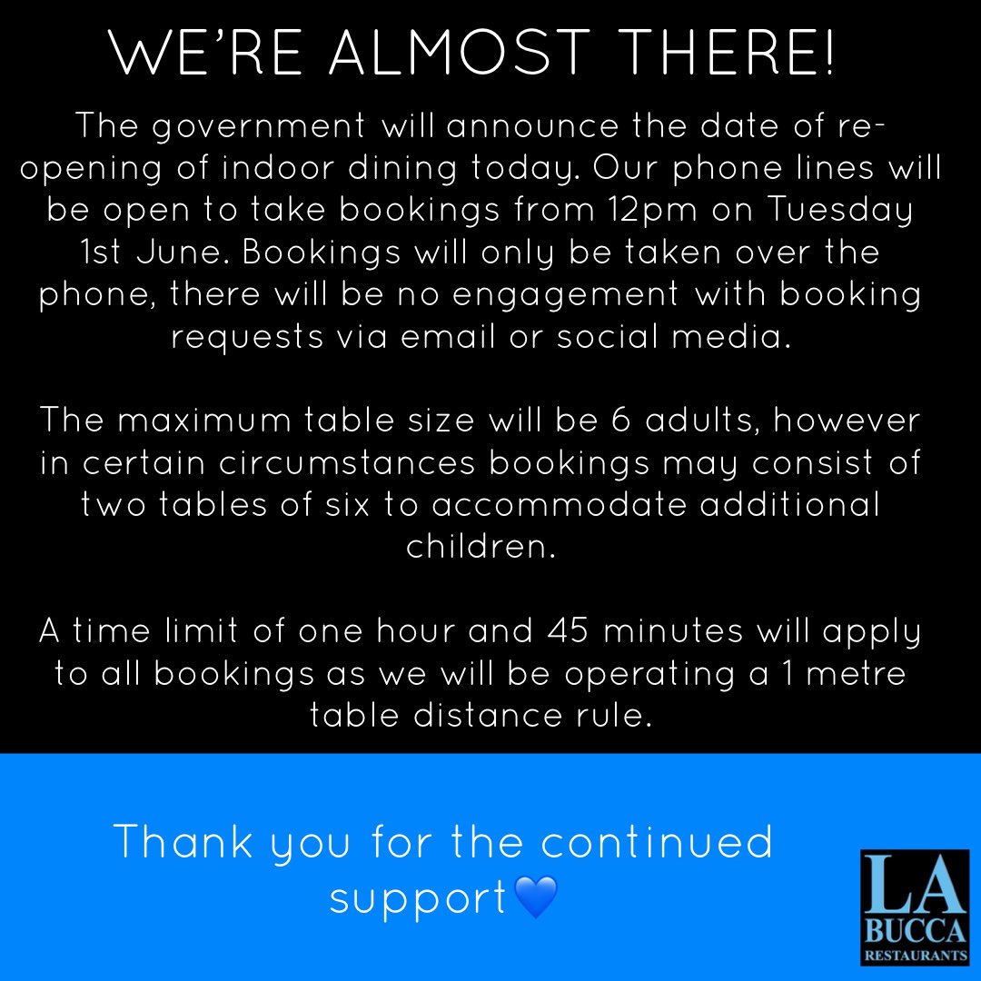 ***Announcement*** 
#wearealmostthere #reopening #indoordining #guidelines #support #bookings #restaurant #ashbourne #ratoath #dunboyne #meath