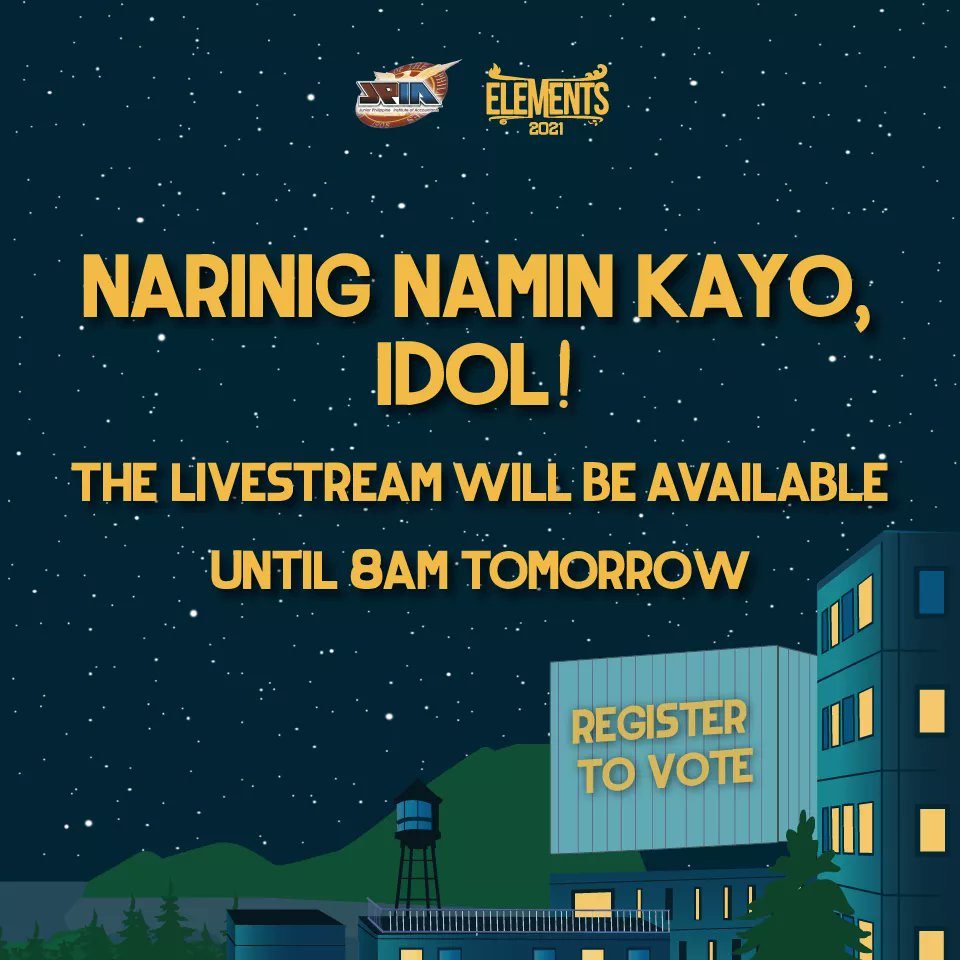 Na-miss niyo ba ang solid performances ngayong gabi? Wag mag-alala dahil mapapanood niyo ang replay ng ating live show hanggang 8am bukas!

Salamat mga idol! 🔥💨🌊🌱

#Elements2021 
#TuloyAngAwit 
#RegisterToVote