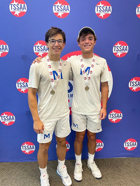 McCallie Athletics (@mccalliesports) on Twitter photo Your <a href="/TSSAA/">TSSAA</a> Division II-AA State Doubles Champions - Gabe Getz (left) and Will Leathers (right) for <a href="/mccallietennis/">McCallie Tennis</a>! The duo defeated Donovan/Ferrer of MUS 6-3, 6-4 for the Blue Tornado's first doubles title since 2017. #GoBigBlue <a href="/McCallieSchool/">McCallie School</a> Your <a href="/TSSAA/">TSSAA</a> Division II-AA State Doubles Champions - Gabe Getz (left) and Will Leathers (right) for <a href="/mccallietennis/">McCallie Tennis</a>! The duo defeated Donovan/Ferrer of MUS 6-3, 6-4 for the Blue Tornado's first doubles title since 2017. #GoBigBlue <a href="/McCallieSchool/">McCallie School</a>