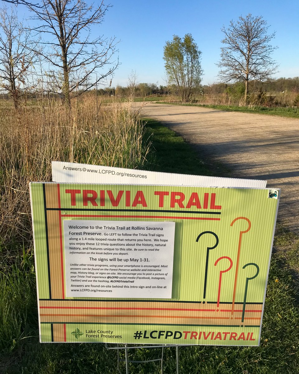 LCFPD's tweet photo. There are just a few days left to test your knowledge with our #TriviaTrail at Rollins Savanna in Grayslake. Itβll move to a different preserve after May 31. π€ Park in the Washington Street parking lot and follow the trailside signs. Learn more: https://t.co/6eaAeuWnMP π https://t.co/e7G9HpiBml