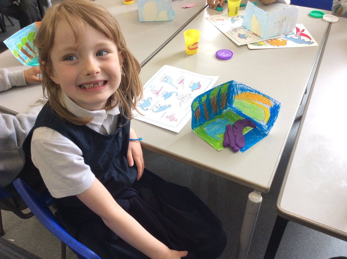 room3P2's tweet photo. We have all been creative learners this week making our own dinosaurs and habitats for them to live in.@woodside_school https://t.co/dcH0Mziuue