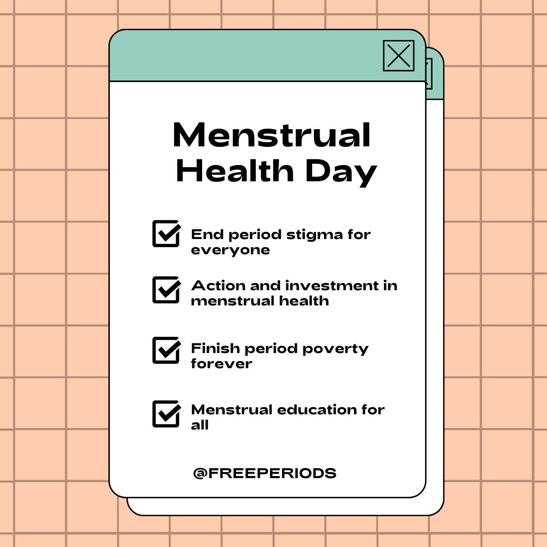 free_periods's tweet photo. Today is Menstrual Health Day!

We’ve come a long way in the fight for menstrual equality - but there’s still so much further to go. Everyone deserves the right to a happy, healthy period free from shame and stigma. 

#MHDay2021 https://t.co/neYqGYHtFZ