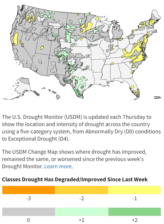 MinuteMan_WX's tweet photo. The Change in Drought map: https://t.co/vYOeItwYsq