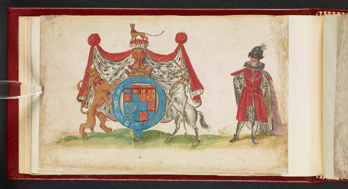 BL_MadeDigital's tweet photo. We have another #digitsed as part of our Tudor &amp; Stuart manuscripts project! 

The friendship album of Sir Thomas Cuming of Scotland, compiled at the University of Heidelberg, contains the arms &amp; signature of the future King Charles I (ff. 4v-5r): https://t.co/H5pKOhy2Fm 👑 https://t.co/1OXfr1gZ7n