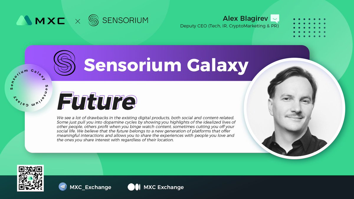 MEXC's tweet photo. "Future” is the word Alex Blagirev used to describe their project @SensoToken
Check the full recap of the #AMA if you missed the live one we did with Alex Blagirev👇
https://t.co/4LYOc3jbZU
#MXCRecaps #MXCExchange #crypto #Senso https://t.co/CSsFruaA1S