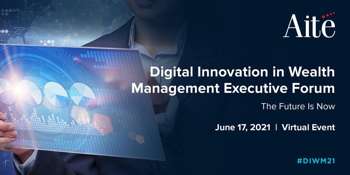 Just 3 weeks until <a href="/AiteGroup/">Aite Group (now Aite-Novarica Group)</a>'s Digital Innovation in Wealth Management Executive Forum #DIWM21. Check out our excellent speaker lineup and current agenda at bit.ly/3qFO6MT and register today! #wealthmanagement #digitalinnovation #fintech #innovation #awards