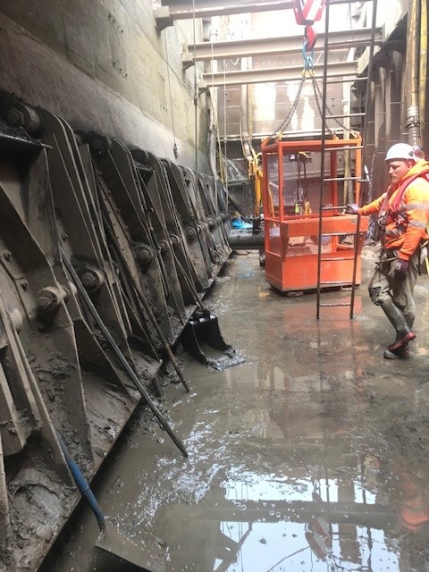 RobinDraycott's tweet photo. Part of the EA's £35m Keadby Pumping Station Renewal is to update the outfall structure. Neither the chap in the photo nor the concrete has aged since the original 30s construction. There's a bit more safety gear needed now though! #Keadby @EnvAgencyMids @gallifordtry https://t.co/vXoXPDRJSA