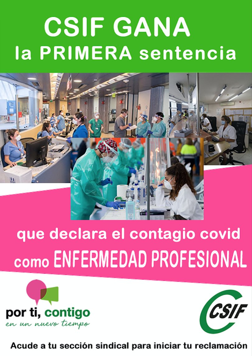 CSIFCV's tweet photo. 🟢 ¡Importante! ⚖️ CSIF logra la primera sentencia en España que reconoce la Enfermedad Profesional a un trabajador de la sanidad contagiado por Covid

👉 https://t.co/KrmoaKdvMa https://t.co/6oHuAGLDUl