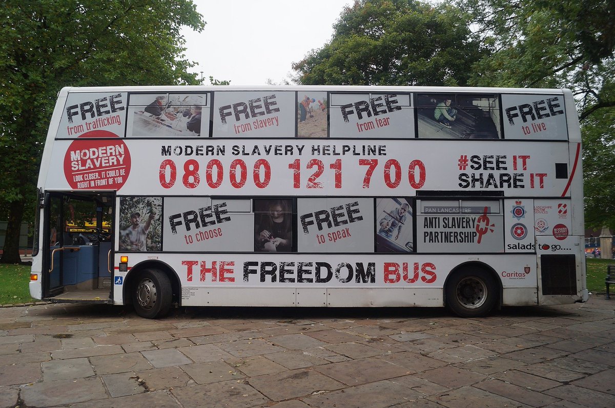 MerseysidePCC's tweet photo. The #FreedomBus is coming to #Liverpool tomorrow - driving awareness of #modernslavery.
โ
@LivCathedral - 12
โ
@theAlbertDock & @SlaveryMuseum - 1pm-3pm
Come meet @MerseyPolice @ACTLiverpool & @PLASPsupport team & find out how you can help prevent this awful crime @MSHelpline https://t.co/gWhKM4GkRm
