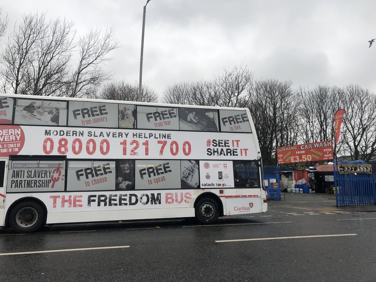 MerseysidePCC's tweet photo. The #FreedomBus is coming to #Liverpool tomorrow - driving awareness of #modernslavery.
โ
@LivCathedral - 12
โ
@theAlbertDock & @SlaveryMuseum - 1pm-3pm
Come meet @MerseyPolice @ACTLiverpool & @PLASPsupport team & find out how you can help prevent this awful crime @MSHelpline https://t.co/gWhKM4GkRm