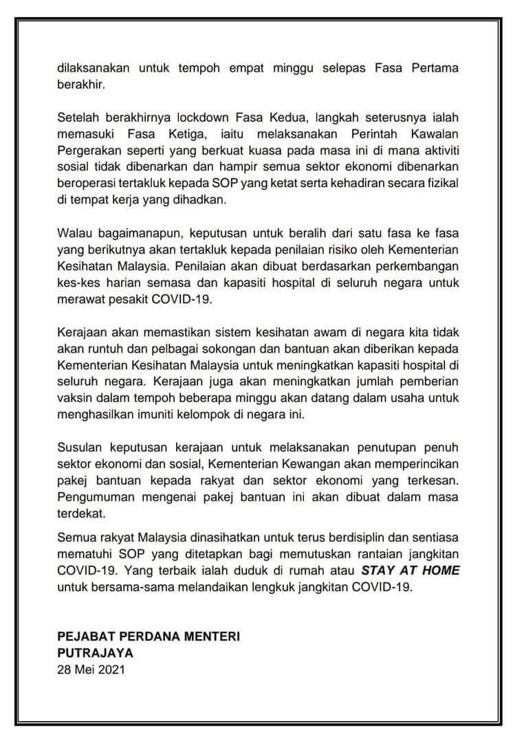 KKCity's tweet photo. 'Total lockdown’ Fasa Pertama di seluruh negara bagi tempoh 14 hari bermula 1 Jun 2021 hingga 14 Jun 2021 - PM https://t.co/M2toTp6nux