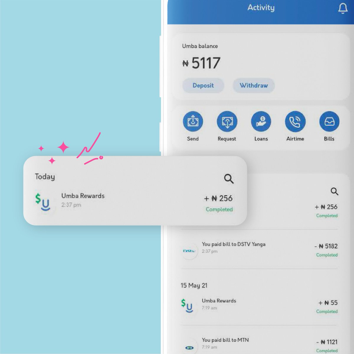 umbamobile's tweet photo. Not sure where to find your cashback🤔? It's right there on your transactions list.

We keep putting money back in your wallet💰. Get More, Get Umba.

#GetCashBack #UmbaRewards https://t.co/hHEq1jgtBw
