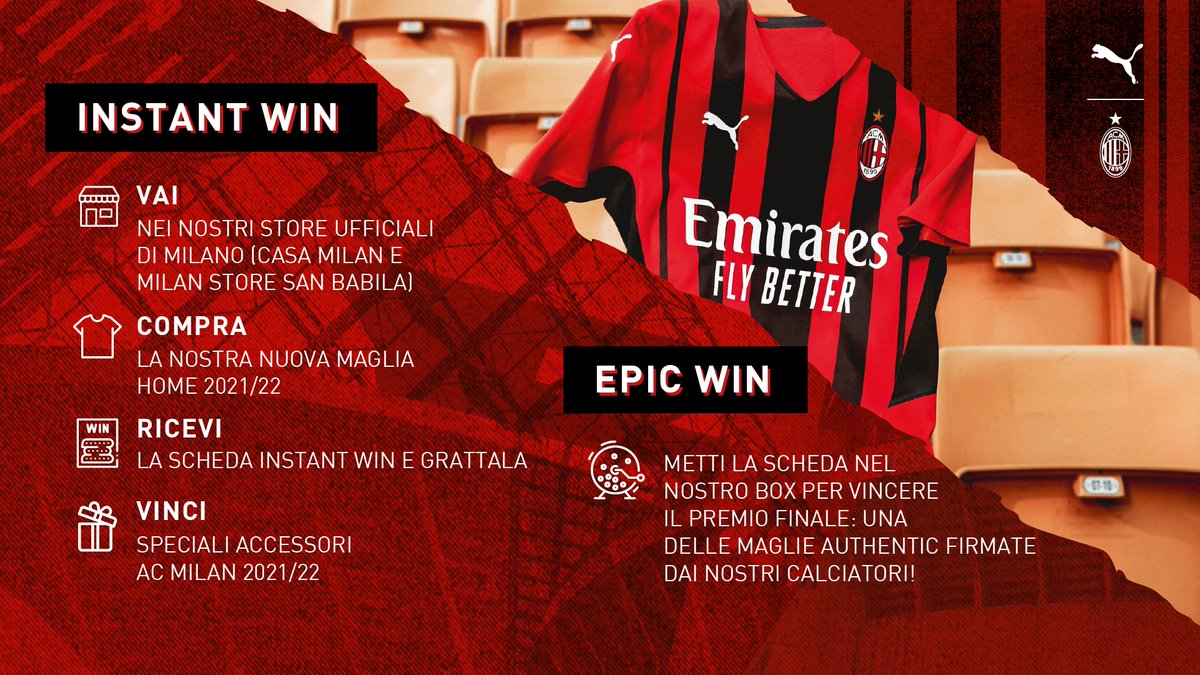 AC Milan on X: Acquista la nuova maglia Home 2021/22 al Casa Milan Store o  al Milan Store San Babila: potresti vincere speciali accessori rossoneri e  una delle maglie Authentic autografate! 👉