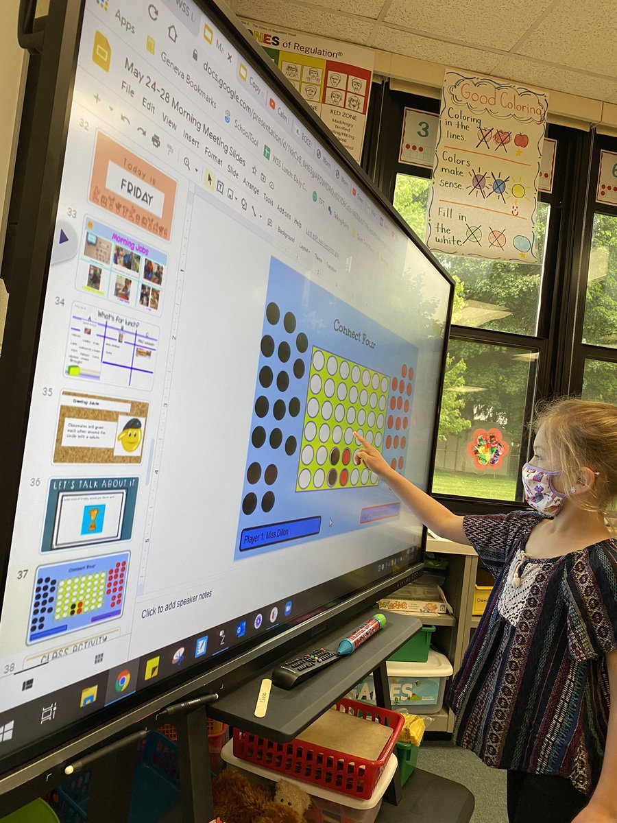 MissDillon12's tweet photo. Happy Game Day! Playing connect 4 during Morning Meeting. The Kindergarteners came out on top! They were able to see a group of 3 and add one more to make 4! 🎉 #tinypanthers #WSScares https://t.co/mQZWYJa6PX