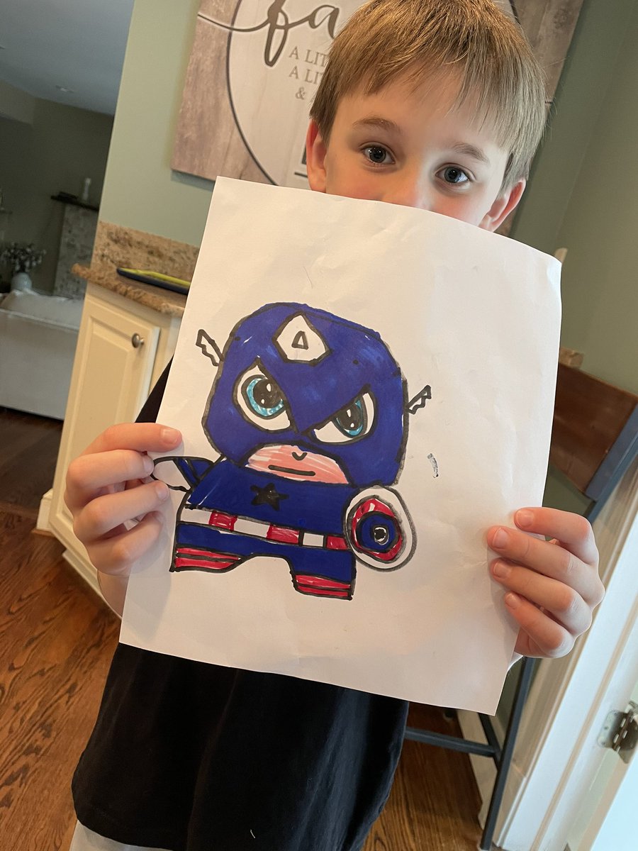 crissyholt's tweet photo. Thanks @ArtforKidsHub. He’s learned so much from the videos. Very proud of this one! https://t.co/jtfi58S5By