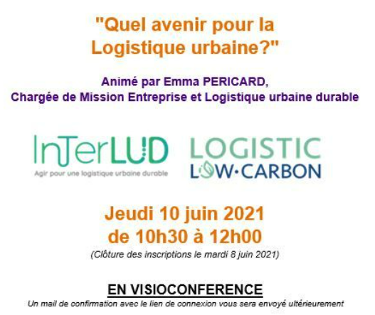 LLCofficiel's tweet photo. Le 10 juin 2021 de 10h30 à 12h, le Club Logistique &amp; Transport hébergé par @E_Cites vous invite à sa prochaine visioconférence animée par @LLCofficiel en @hautsdefrance sur la thématique "Quel avenir pour la #logistique #urbaine ?"

Inscriptions par mail à mjoulak@citeonline.org https://t.co/bhvQPy27Jb
