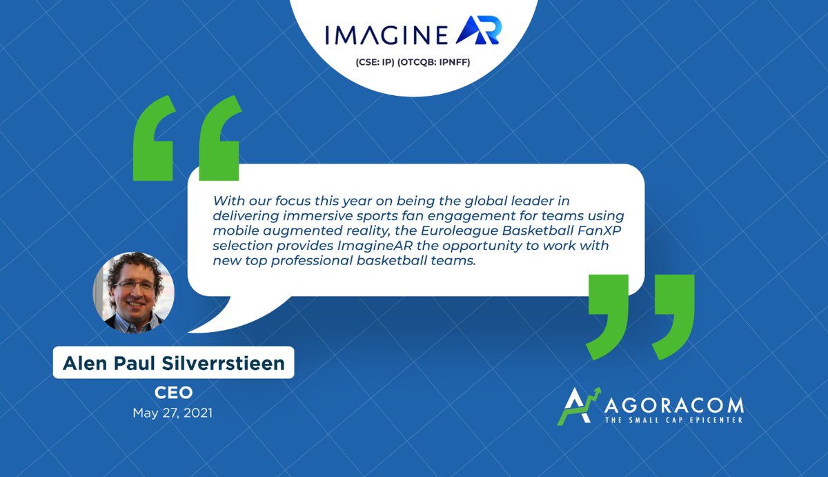 AGORACOM's tweet photo. .@Imaginear Selected as Finalist for #Euroleague #FANXP Innovation Challenge
* $IP.ca 1 of 10 finalists
* Held in collab w/ 36 Euroleague & #Eurocup #basketball clubs
*Selection provides $IPNFF opp to work w/ top pro basketball teams
#AR $SEV $NTAR
https://t.co/nClJAIeQDt https://t.co/zla8F2314u