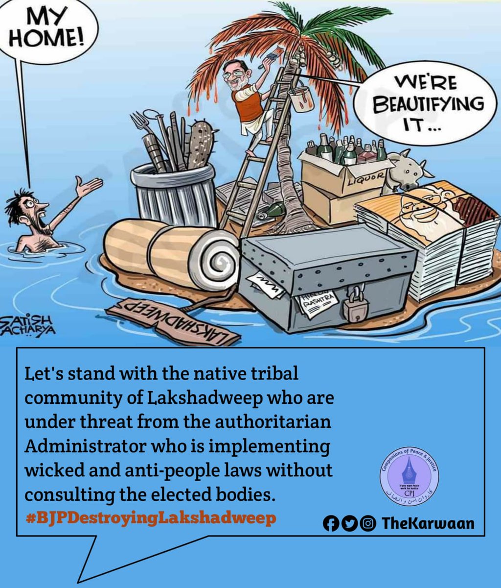Lakshadweep is facing the biggest threat to its peace &amp; harmony, its culture &amp; economy. Since Praful K Patel was appointed, he has taken some very destructive decisions.

We demand that Mr. Patel must be called back &amp; his decisions must be rolled back.

#BJPDestroyingLakshadweep