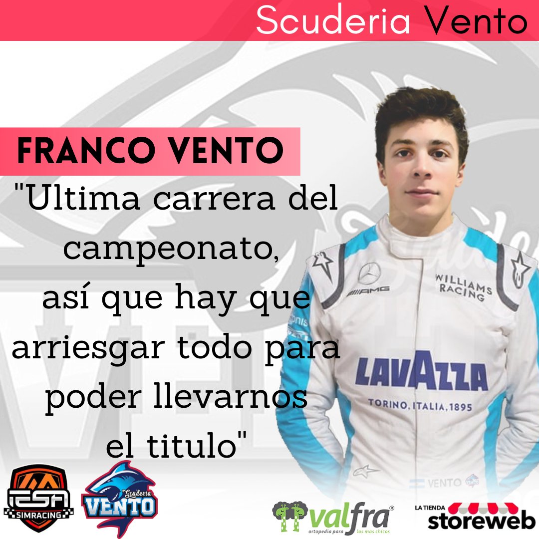 Scuderia Vento (@scuderiavento) on Twitter photo Esto nos cuenta nuestro piloto Franco Vento en la previa de la definición del campeonato de F1 de <a href="/IESASimRacing/">IESA SimRacing</a> Esto nos cuenta nuestro piloto Franco Vento en la previa de la definición del campeonato de F1 de <a href="/IESASimRacing/">IESA SimRacing</a>