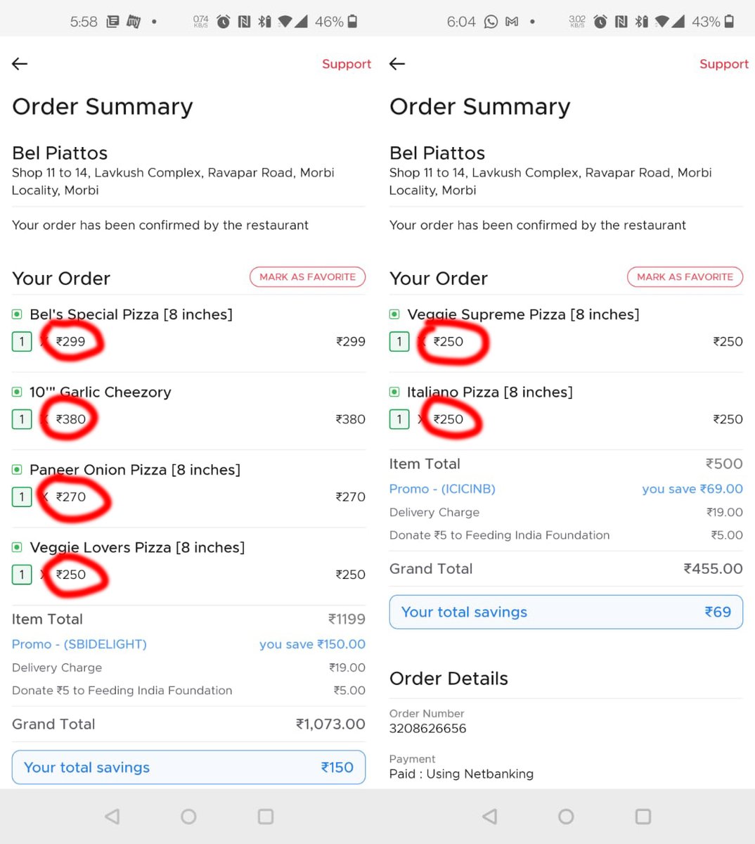 artistgaurang's tweet photo. See how Zomato loot people's money. 
Restaurant price vs Zomato price. 
#BanZomato #unethical #LootMachiHai #MorbiZomato #FoodOrder #FraudService
@zomato @zomatoin @zomatocare @consaff https://t.co/o3AWa1tniQ