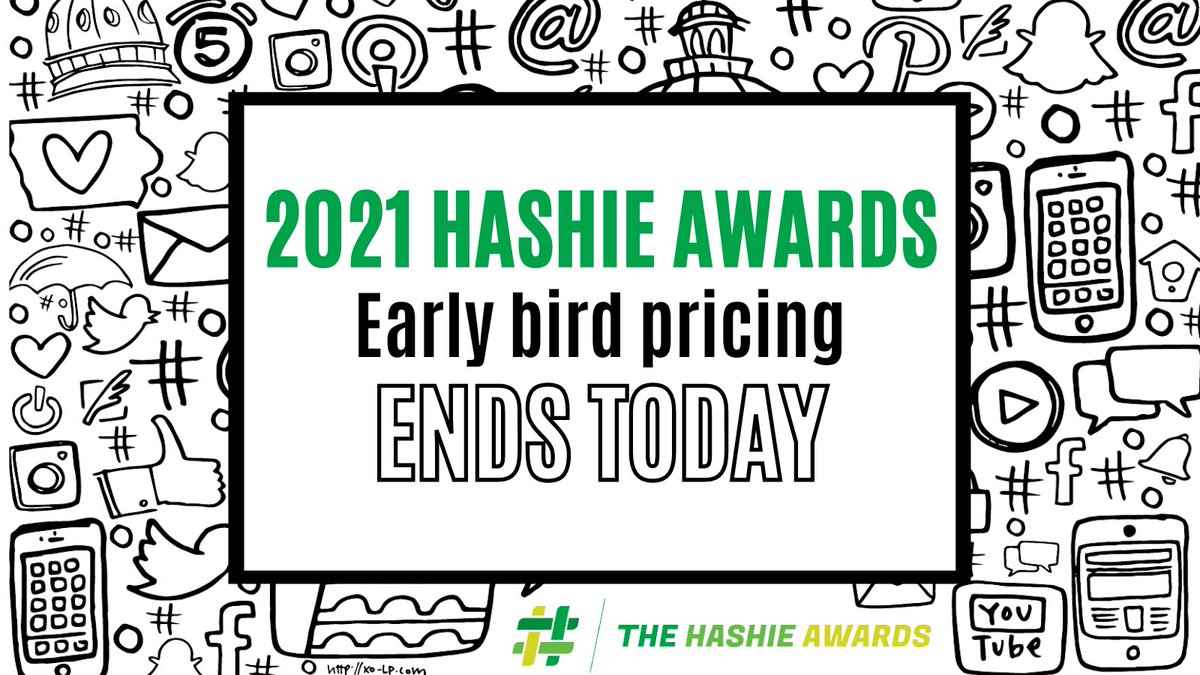 SocialMediaDSM's tweet photo. Time is running out ⌛ Today is your last chance to take advantage of our early bird pricing! 

Plus, final submission deadline for the 2021 Hashie Awards is Friday, June 4. Don't wait too long! #Hashies2021

🔗 https://t.co/JMbhzvfgfx https://t.co/a9AqnkyL9t