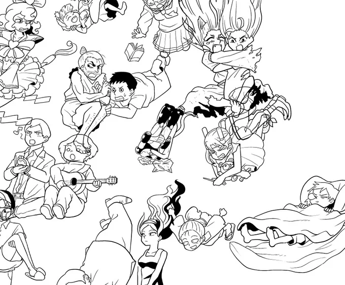 2017年～2018年に描いた短編をまとめた記事用に表紙絵を描いてます
だいぶにぎやかになってきた 