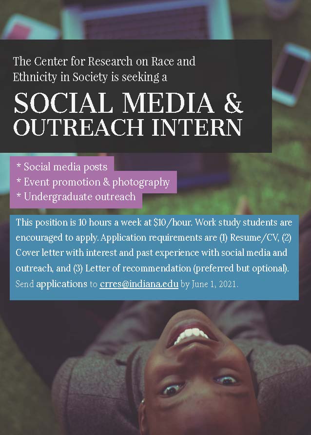 Social media Intern position available.  Applications due by June 1.