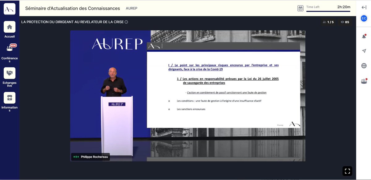 AUREP Séminaire d'actualisation des connaissances 2021
Dernière journée pour nos participants au séminaire, dédiée à l'ingénierie patrimoniale du chef d'entreprise avec comme Experts <a href="/PPascal63/">Pascal Pineau 🇺🇦</a> et Paul Scotto di Carlo.
Merci à tous.
#aurep #seminaire #actualisation #connaissances